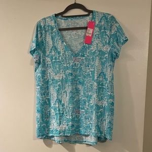 Lilly Pulitzer New York Print Size L Etta Top NWT